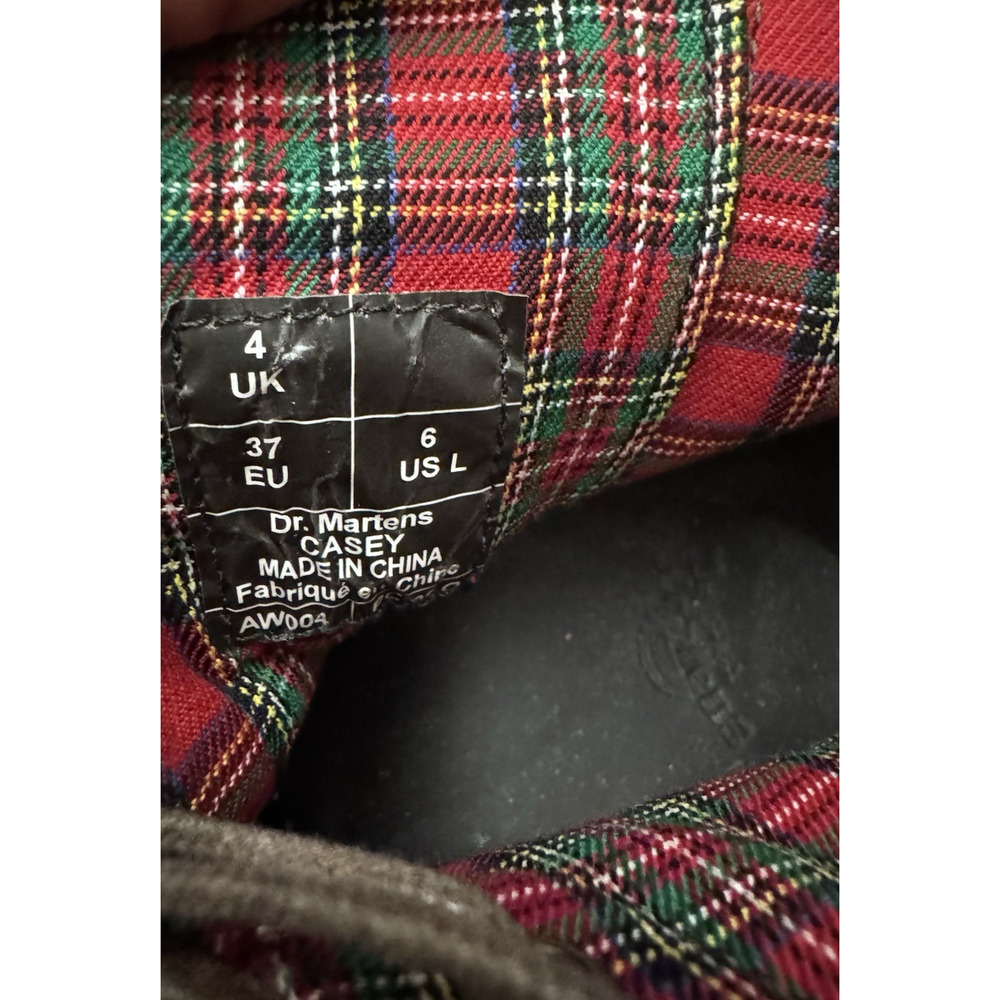 Dr. Martens Boots CASEY Brown Leather Plaid Airwair Rugged Laced Heel Size 6 - Picture 7 of 8